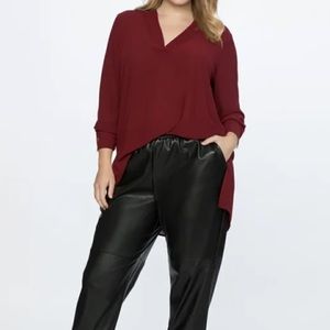 Eloquii Easy V Neck High/Low Tunic Top bright red size 14